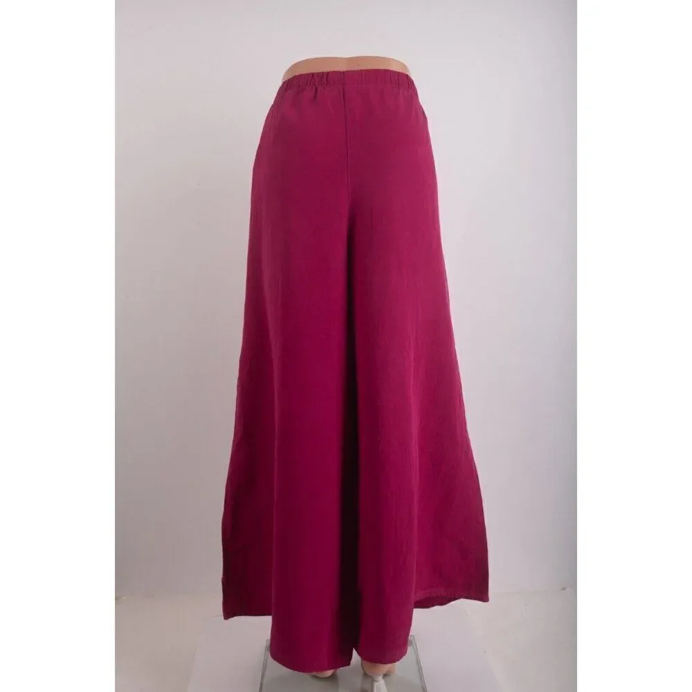Zara Womans Pants Size M Fuchsia Pink Linen Blend Wide Leg 4043/250 NWT